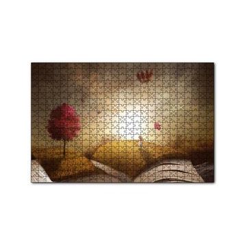 Cakapuzzle Sonbahar Kız ve Açık Kitap İllüstrasyon 120 Parça Ahşap Puzzle