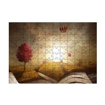 Cakapuzzle Sonbahar Kız ve Açık Kitap İllüstrasyon 120 Parça Ahşap Puzzle