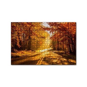 Cakapuzzle Sonbahar Ormandan Geçen Yol ve Güneş Işınları 255 Parça Puzzle