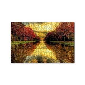 Cakapuzzle Sonbahar Renklerinde Orman ve Su Yolu 120 Parça Ahşap Puzzle