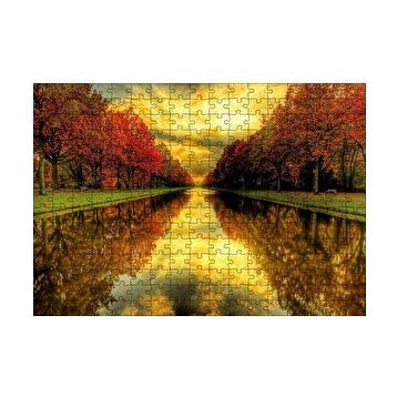 Cakapuzzle Sonbahar Renklerinde Orman ve Su Yolu 120 Parça Ahşap Puzzle