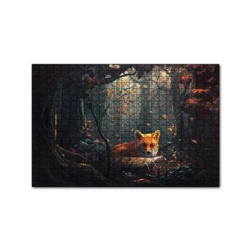 Cakapuzzle Sonbahar Renklerinde Orman ve Tilki Çizim 120 Parça Ahşap Puzzle