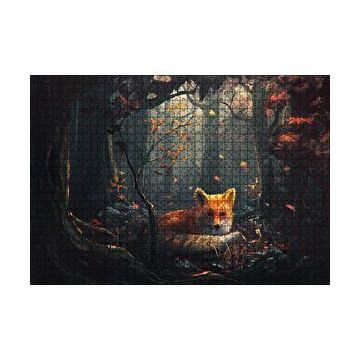 Cakapuzzle Sonbahar Renklerinde Orman ve Tilki Çizim 120 Parça Ahşap Puzzle