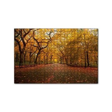 Cakapuzzle Sonbahar Sarı Kızıl Yapraklar Ağaçlı Yol 120 Parça Ahşap Puzzle