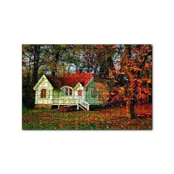 Cakapuzzle Sonbaharda Beyaz Ev 120 Parça Ahşap Puzzle