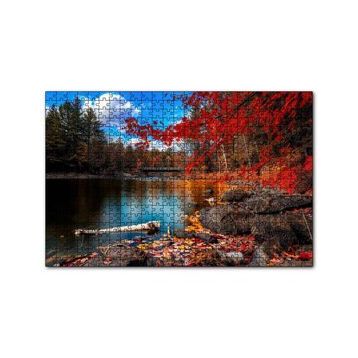 Cakapuzzle Sonbaharda Göl ve Yapraklar 120 Parça Ahşap Puzzle