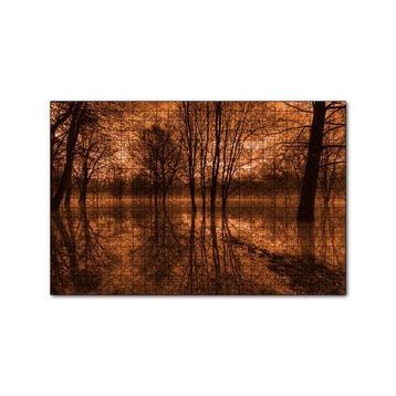 Cakapuzzle Sonbaharda Kızıl Gökler ve Çıplak Ağaçlar 120 Parça Ahşap Puzzle