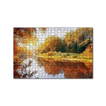 Cakapuzzle Sonbaharda Ormanın İçindeki Berrak Nehir 120 Parça Ahşap Puzzle