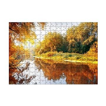 Cakapuzzle Sonbaharda Ormanın İçindeki Berrak Nehir 120 Parça Ahşap Puzzle
