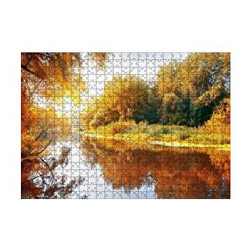 Cakapuzzle Sonbaharda Ormanın İçindeki Berrak Nehir 120 Parça Ahşap Puzzle
