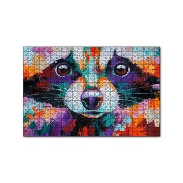 Cakapuzzle Soyut Boyalı Rakun Görseli 120 Parça Ahşap Puzzle