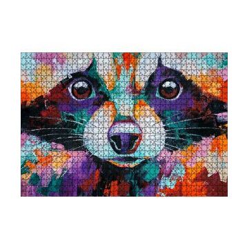 Cakapuzzle Soyut Boyalı Rakun Görseli 120 Parça Ahşap Puzzle