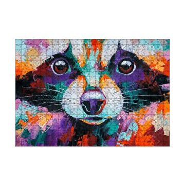 Cakapuzzle Soyut Boyalı Rakun Görseli 120 Parça Ahşap Puzzle