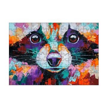 Cakapuzzle Soyut Boyalı Rakun Görseli 120 Parça Ahşap Puzzle