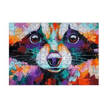 Cakapuzzle Soyut Boyalı Rakun Görseli 120 Parça Ahşap Puzzle