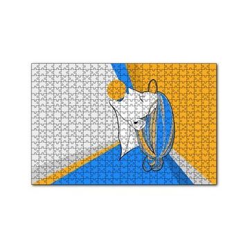 Cakapuzzle Soyut Tablo Kadın ve Sarı Top 120 Parça Ahşap Puzzle