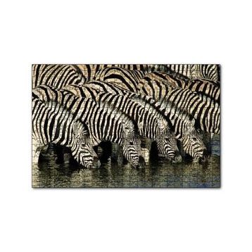 Cakapuzzle Su İçen Zebra Sürüsü Görseli 120 Parça Ahşap Puzzle
