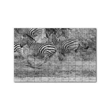 Cakapuzzle Su Kenarında Kaçan Zebralar Siyah Beyaz 120 Parça Ahşap Puzzle