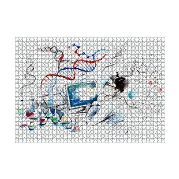 Cakapuzzle Suluboya Efekt Bilim Adamı ve Ekipmanları 120 Parça Ahşap Puzzle