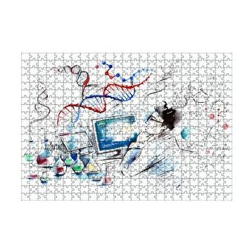 Cakapuzzle Suluboya Efekt Bilim Adamı ve Ekipmanları 120 Parça Ahşap Puzzle