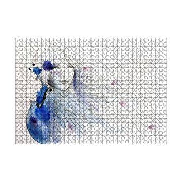 Cakapuzzle Suluboya Efekt Uzun Saçlı Kız ve Keman Puzzle