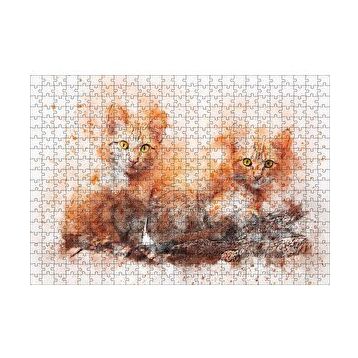 Cakapuzzle Suluboya Efekt Yavru Kediler 120 Parça Ahşap Puzzle