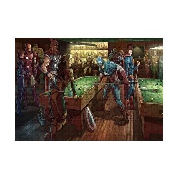 Cakapuzzle Süper Kahramanlar Bilardo Salonunda 120 Parça Ahşap Puzzle