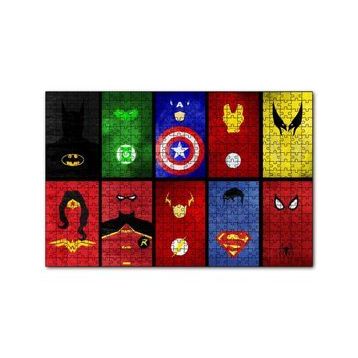 Cakapuzzle Süper Kahramanlar Logoları ve Maskeleri 120 Parça Ahşap Puzzle