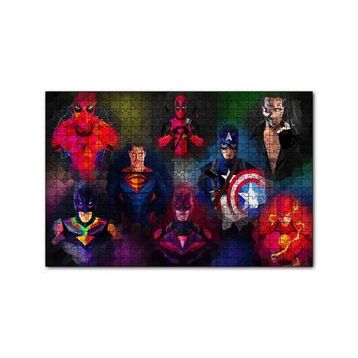 Cakapuzzle Süper Kahramanlar Low Poly Çizim 120 Parça Ahşap Puzzle