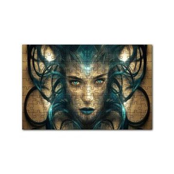 Cakapuzzle Sürrealistik Kadın Yüzü ve Siyah Saçları 120 Parça Ahşap Puzzle