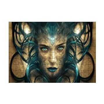 Cakapuzzle Sürrealistik Kadın Yüzü ve Siyah Saçları 120 Parça Ahşap Puzzle