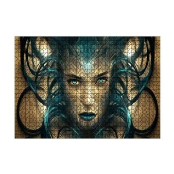 Cakapuzzle Sürrealistik Kadın Yüzü ve Siyah Saçları 120 Parça Ahşap Puzzle