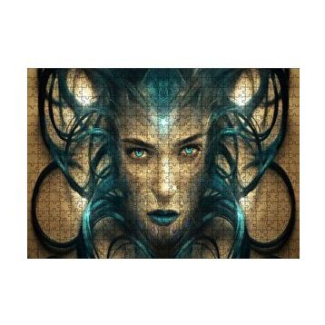 Cakapuzzle Sürrealistik Kadın Yüzü ve Siyah Saçları 120 Parça Ahşap Puzzle