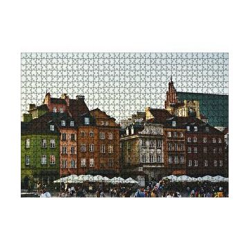 Cakapuzzle Tarihi Binalar ve Meydanda İnsanlar 120 Parça Ahşap Puzzle