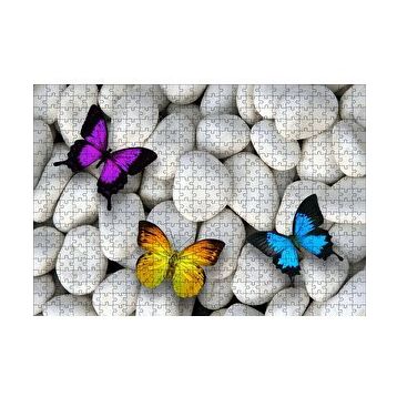 Cakapuzzle Taşların Üzerinde Renkli Kelebekler 120 Parça Ahşap Puzzle