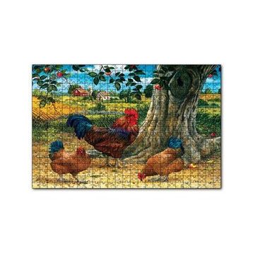 Cakapuzzle Tavuk Horoz Elma Ağacı Ev Manzarası Görseli 120 Parça Puzzle