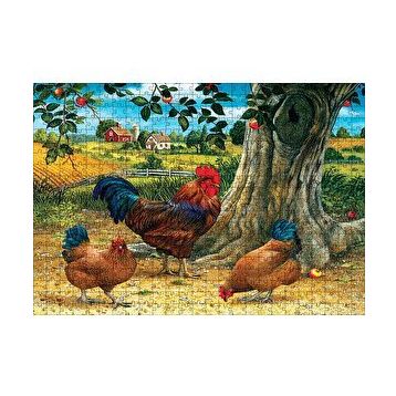 Cakapuzzle Tavuk Horoz Elma Ağacı Ev Manzarası Görseli 120 Parça Puzzle