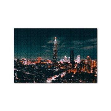 Cakapuzzle Tayvan Taipei Gece Şehir Manzarası 120 Parça Ahşap Puzzle