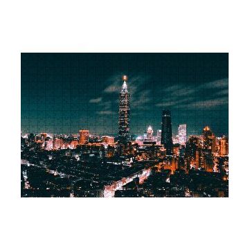 Cakapuzzle Tayvan Taipei Gece Şehir Manzarası 120 Parça Ahşap Puzzle