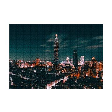 Cakapuzzle Tayvan Taipei Gece Şehir Manzarası 120 Parça Ahşap Puzzle