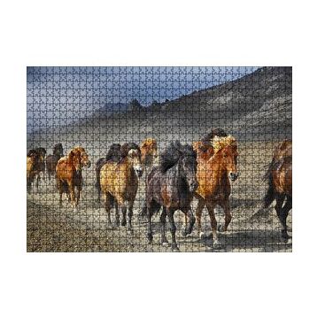 Cakapuzzle Tozlu Yolda Koşan Vahşi Atlar 120 Parça Ahşap Puzzle