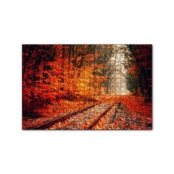 Cakapuzzle Tren Yolu Orman Bir Sonbahar Resmi 120 Parça Ahşap Puzzle