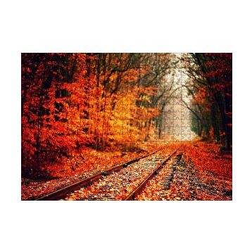 Cakapuzzle Tren Yolu Orman Bir Sonbahar Resmi 120 Parça Ahşap Puzzle