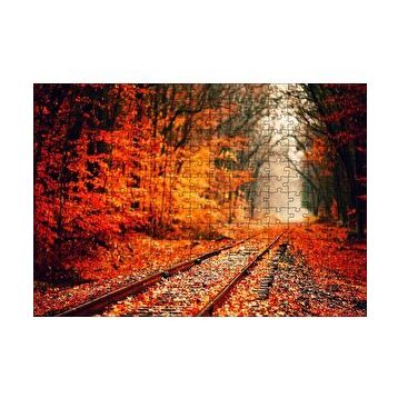 Cakapuzzle Tren Yolu Orman Bir Sonbahar Resmi 120 Parça Ahşap Puzzle
