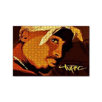 Cakapuzzle Tupac Shakur Bandanalı Karikatürize Çizim 120 Parça Ahşap Puzzle