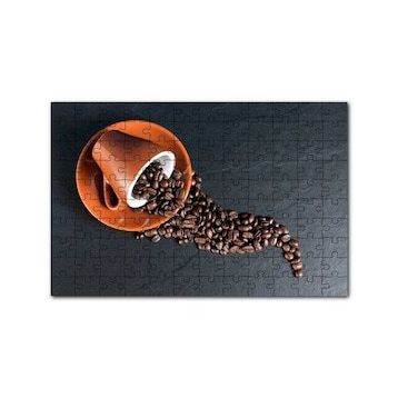 Cakapuzzle Turuncu Fincan ve Kahve Çekirdekleri 120 Parça Ahşap Puzzle