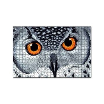 Cakapuzzle Turuncu Gözlü Kar Baykuşu Yakın Plan 120 Parça Ahşap Puzzle