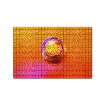 Cakapuzzle Turuncu Küre ve Saran Renkli Dalgaları 120 Parça Ahşap Puzzle
