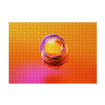 Cakapuzzle Turuncu Küre ve Saran Renkli Dalgaları 120 Parça Ahşap Puzzle