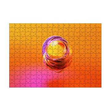 Cakapuzzle Turuncu Küre ve Saran Renkli Dalgaları 120 Parça Ahşap Puzzle